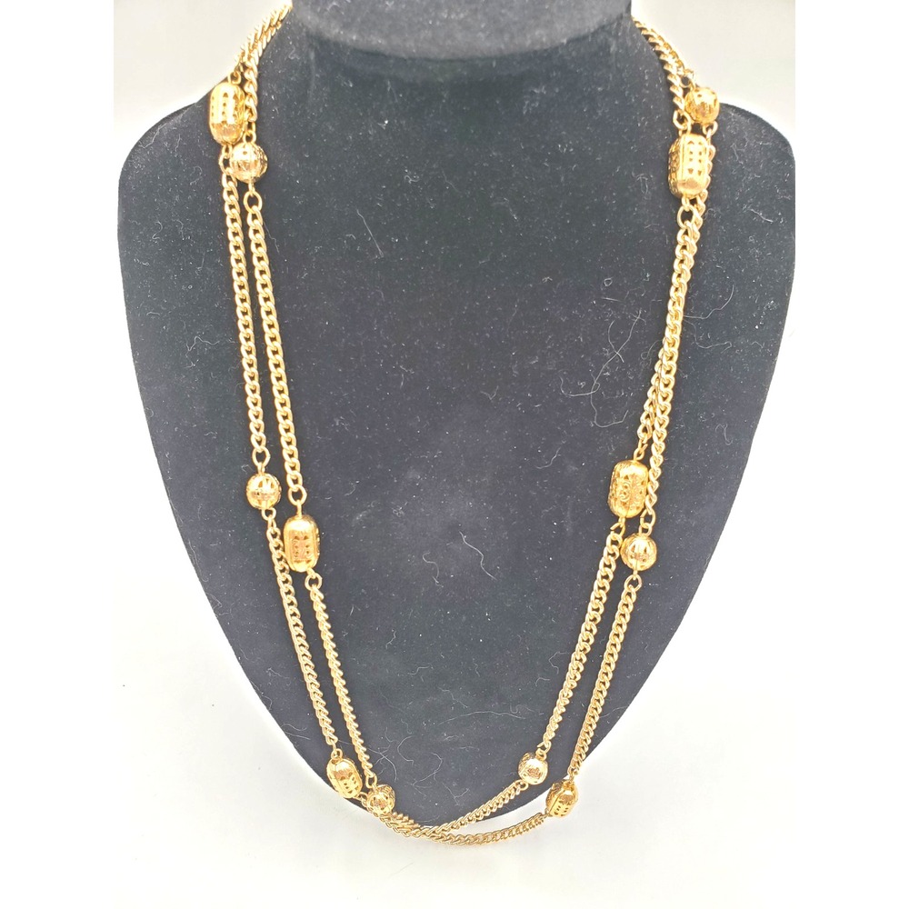46" Station Necklace Filigree Bead Chain Layering Necklace Light Weight